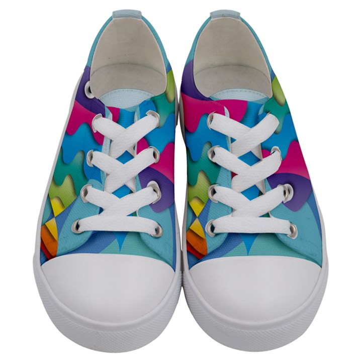 Illustrations Fish Sea Summer Colorful Rainbow Kids  Low Top Canvas Sneakers