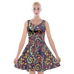 Pretty Baatik Print Velvet Skater Dress by designsbymallika