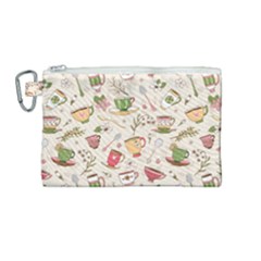 Green Tea Love Canvas Cosmetic Bag (medium) by designsbymallika