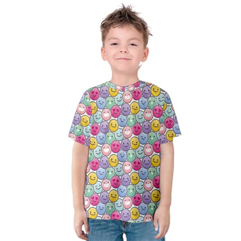 Cute Emoticon Pattern Kids  Cotton Tee by designsbymallika