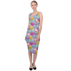 Cute Emoticon Pattern Sleeveless Pencil Dress by designsbymallika