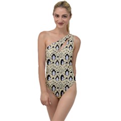 Cute Penguin Love To One Side Swimsuit by designsbymallika