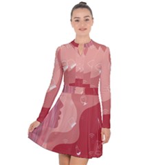 Online Woman Beauty Pink Long Sleeve Panel Dress