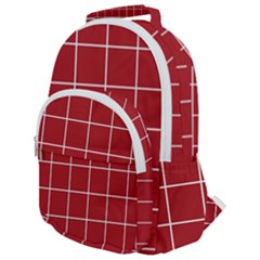 Red Plaid Rounded Multi Pocket Backpack by goljakoff