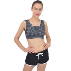 Gray Plaid V-back Sports Bra by goljakoff