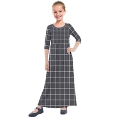 Gray Plaid Kids  Quarter Sleeve Maxi Dress by goljakoff