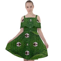 One Island In A Safe Environment Of Eternity Green Cut Out Shoulders Chiffon Dress by pepitasart