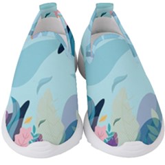 Nature Leaves Plant Background Kids  Slip On Sneakers by Mariart