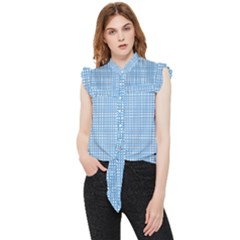 Blue Knitting Frill Detail Shirt by goljakoff