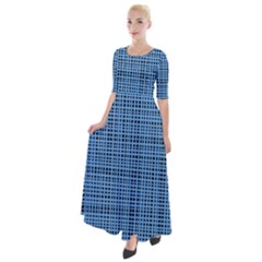 Blue Knitting Pattern Half Sleeves Maxi Dress by goljakoff