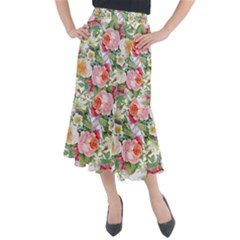 Vintage Flowers Midi Mermaid Skirt by goljakoff