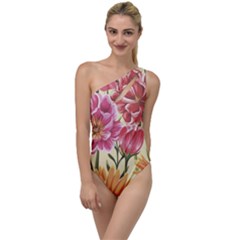 Retro Flowers To One Side Swimsuit by goljakoff