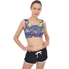 Vibrant Abstract Floral/rainbow Color V-back Sports Bra by dressshop