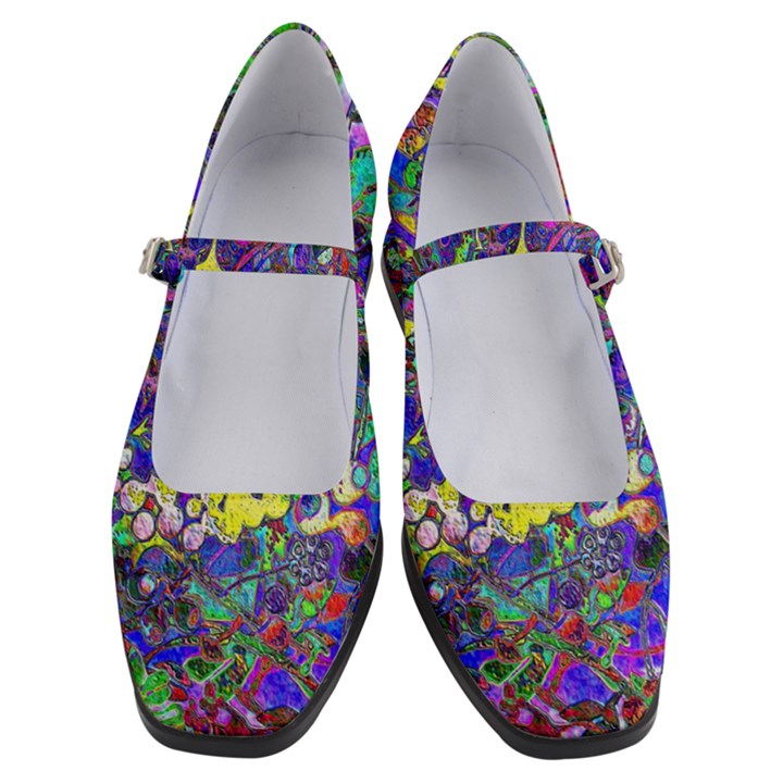 vibrant abstract floral/rainbow color Women s Mary Jane Shoes