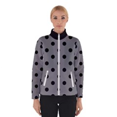 Large Black Polka Dots On Just Grey - Winter Jacket by FashionLane