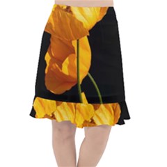 Yellow Poppies Fishtail Chiffon Skirt by Audy