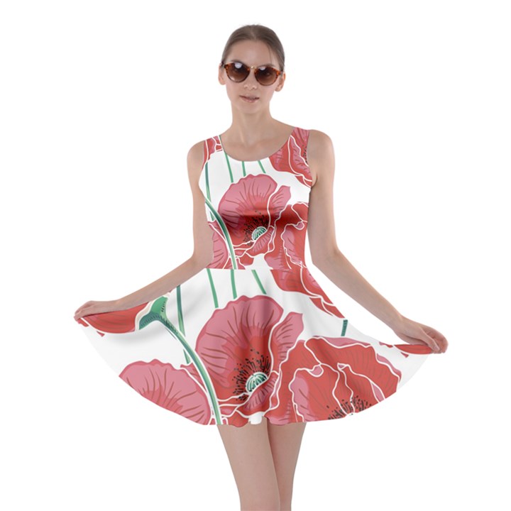 Red poppy flowers Skater Dress