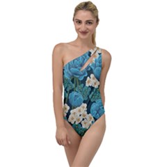 Blue Roses To One Side Swimsuit by goljakoff