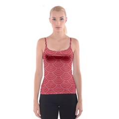 Red Sashiko Spaghetti Strap Top by goljakoff