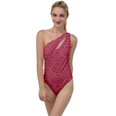 Red Sashiko To One Side Swimsuit by goljakoff