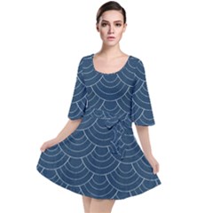 Blue Sashiko Velour Kimono Dress by goljakoff