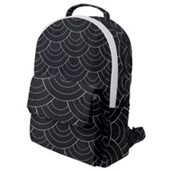 Black Sashiko Ornament Flap Pocket Backpack (small) by goljakoff