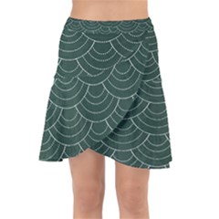 Green Sashiko Wrap Front Skirt by goljakoff