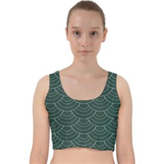 Green Sashiko Velvet Racer Back Crop Top by goljakoff