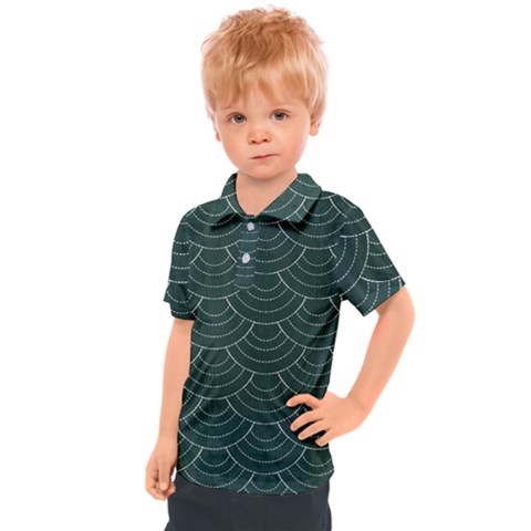 Green Sashiko Kids  Polo Tee by goljakoff