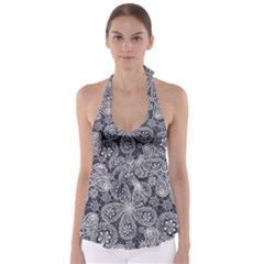 White Flower Mandala Babydoll Tankini Top by goljakoff