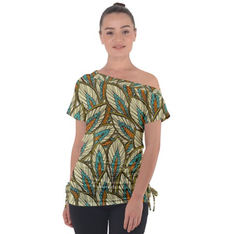 Field Leaves Off Shoulder Tie-up Tee by goljakoff