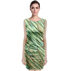 Green Leaves Sleeveless Velvet Midi Dress by goljakoff
