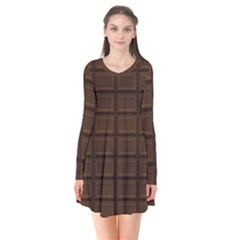 Milk Chocolate Long Sleeve V-neck Flare Dress by goljakoff