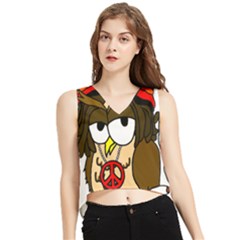  Rainbow Stoner Owl V-neck Cropped Tank Top