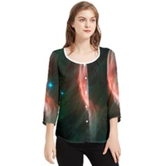   Space Galaxy Chiffon Quarter Sleeve Blouse by IIPhotographyAndDesigns