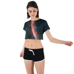   Space Galaxy Tie Back Short Sleeve Crop Tee by IIPhotographyAndDesigns