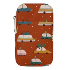 Cute Merry Christmas And Happy New Seamless Pattern With Cars Carrying Christmas Trees Waist Pouch (large) by EvgeniiaBychkova