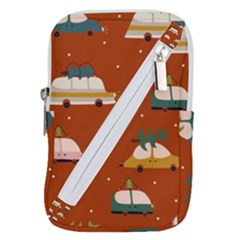Cute Merry Christmas And Happy New Seamless Pattern With Cars Carrying Christmas Trees Belt Pouch Bag (large) by EvgeniiaBychkova