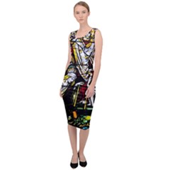 Christian Window Glass Art Print Sleeveless Pencil Dress by dflcprintsclothing