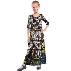 Christian Window Glass Art Print Kids  Quarter Sleeve Maxi Dress by dflcprintsclothing