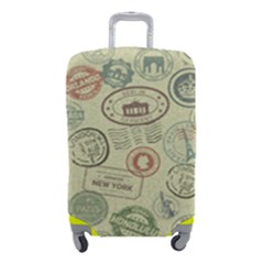 Beige Denim With Logos Luggage Cover (small) by ArtsyWishy