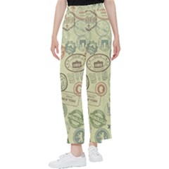 Beige Denim With Logos Women s Pants  by ArtsyWishy