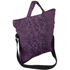 Purple Leather Snakeskin Design Fold Over Handle Tote Bag by ArtsyWishy