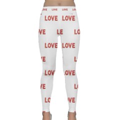 Flower Decorated Love Text Motif Print Pattern Classic Yoga Leggings by dflcprintsclothing