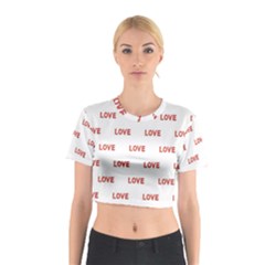 Flower Decorated Love Text Motif Print Pattern Cotton Crop Top by dflcprintsclothing