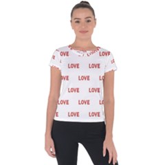 Flower Decorated Love Text Motif Print Pattern Short Sleeve Sports Top  by dflcprintsclothing