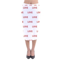 Flower Decorated Love Text Motif Print Pattern Velvet Midi Pencil Skirt by dflcprintsclothing