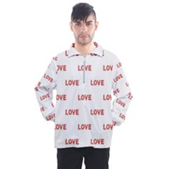 Flower Decorated Love Text Motif Print Pattern Men s Half Zip Pullover by dflcprintsclothing