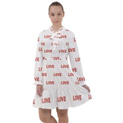 Flower Decorated Love Text Motif Print Pattern All Frills Chiffon Dress by dflcprintsclothing