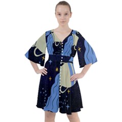 Aquarius Horoscope Astrology Zodiac Boho Button Up Dress by Mariart